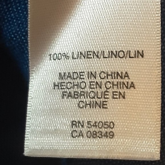 Jones New York Blue 100% Linen Button Up Collared Shirt - Picture 9 of 10